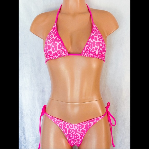 Pink Leopard, Halter, Bikini Set - Picture 1 of 8